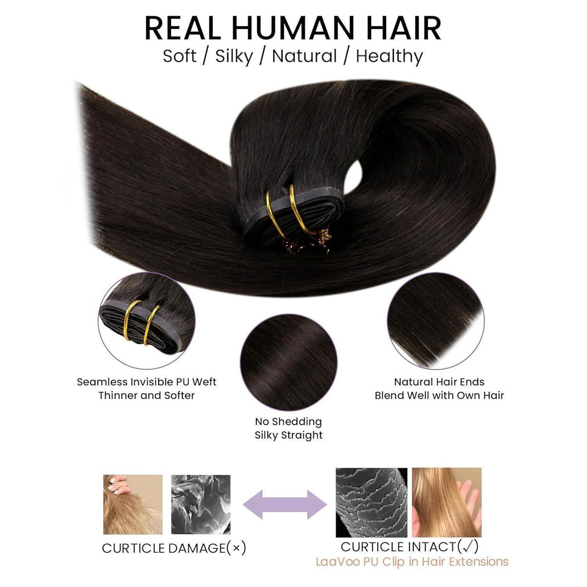 Echthaar Clip-in Extensions Braun 55cm – Volumenspendend & Längenverlängerung