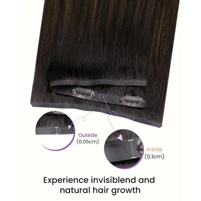 Echthaar Clip-Ins Braun Balayage 50cm – 7er Set