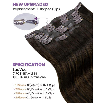 Echthaar Clip-Ins Braun Ombre 45cm - 100g