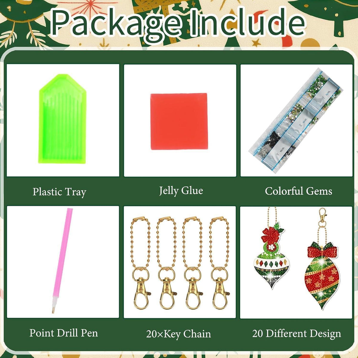 Diamantmalerei Weihnachten Set 20 Schlüsselanhänger DIY Basteln