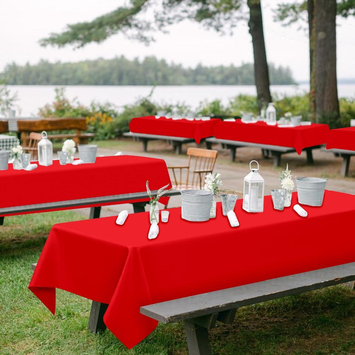 10x Rote Tischdecke für Biertisch (250x100cm) – Waschbar & Robust