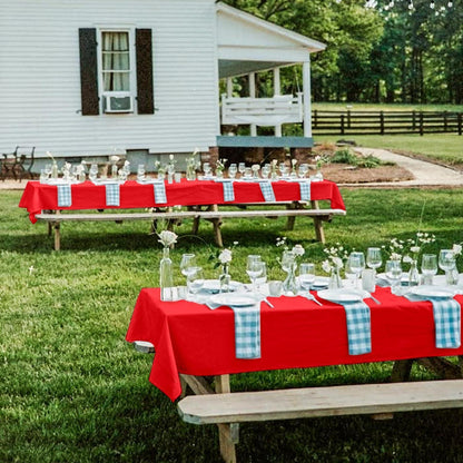 10x Rote Tischdecke für Biertisch (250x100cm) – Waschbar & Robust
