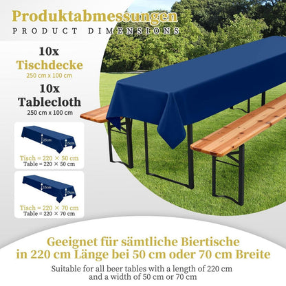 10x Marineblau Tischdecke für Biertisch (100x250cm)