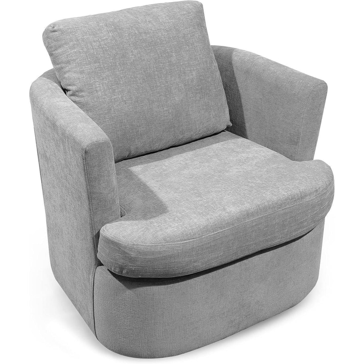 Drehsessel Grau, Chenille Sessel mit Kissen & 360° Funktion