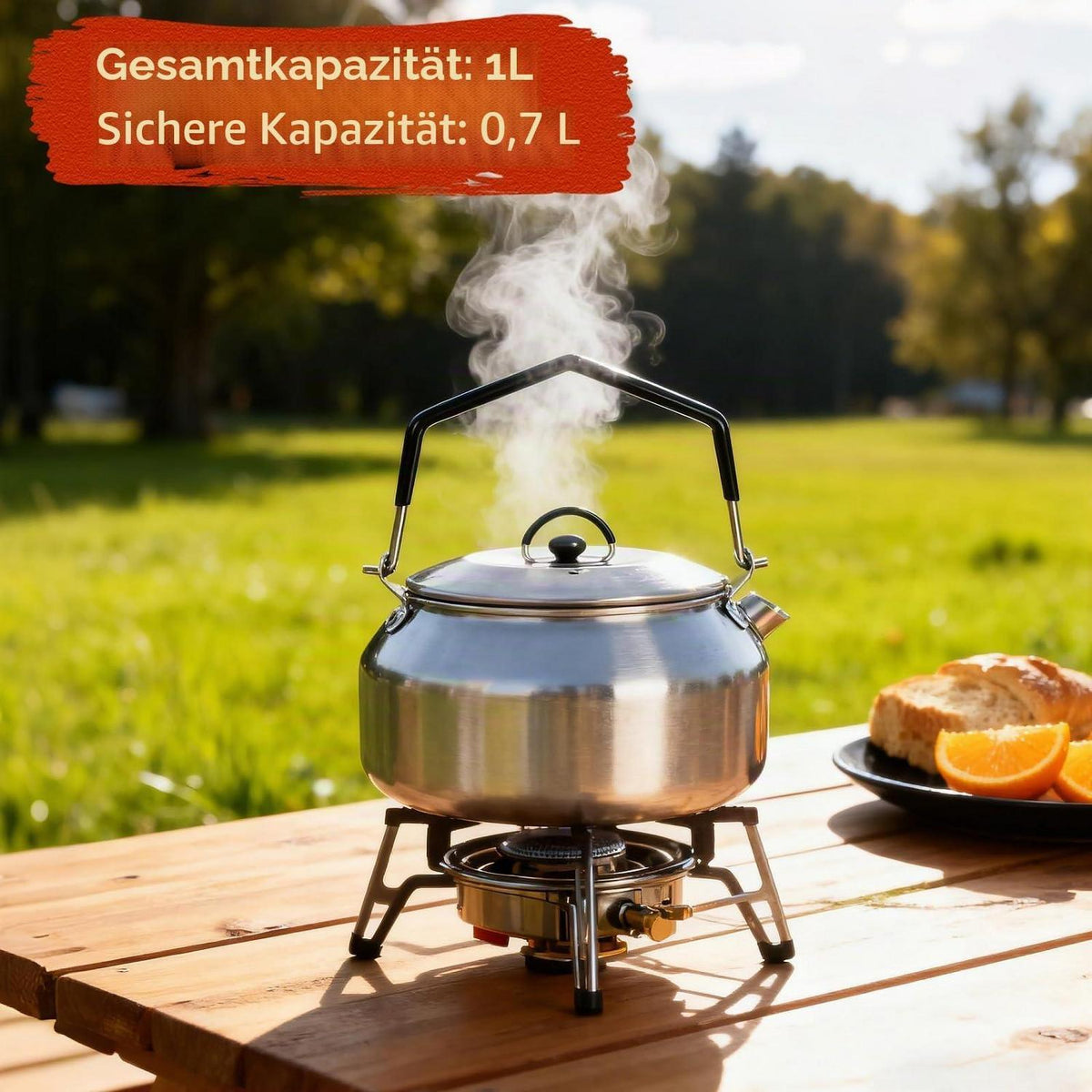 Camping Kochset Edelstahl 5-teilig – Topf, Pfanne & Zubehör