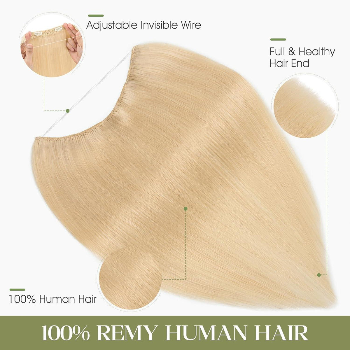 Echthaar Extension Platinblond 30cm – Unsichtbare Drahtverlängerung