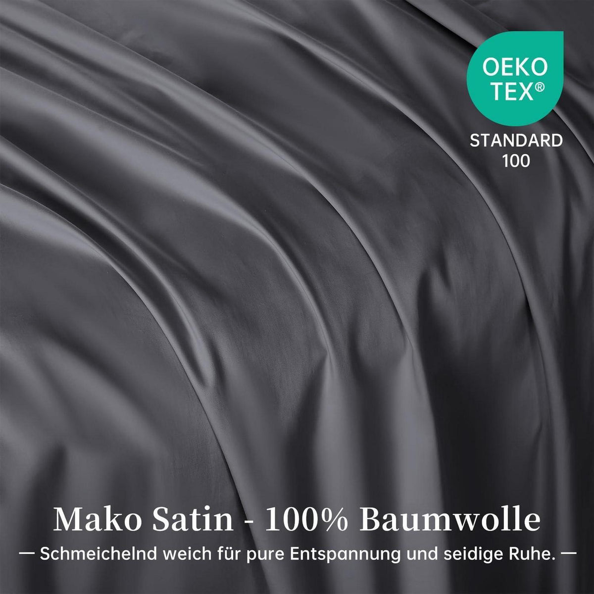 Satin Bettwäsche Set Grau 200x220 cm Baumwolle