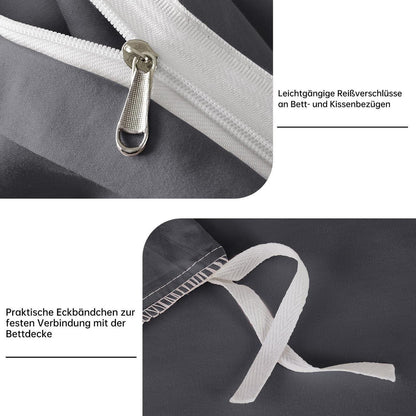 Satin Bettwäsche Set Grau 200x220 cm Baumwolle