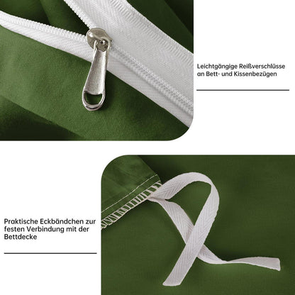 Olivgrüne Bettwäsche Set 200x220 cm Mako Satin Baumwolle