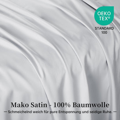 Mako Satin Bettwäsche Set 200x200 cm Weiß Baumwolle