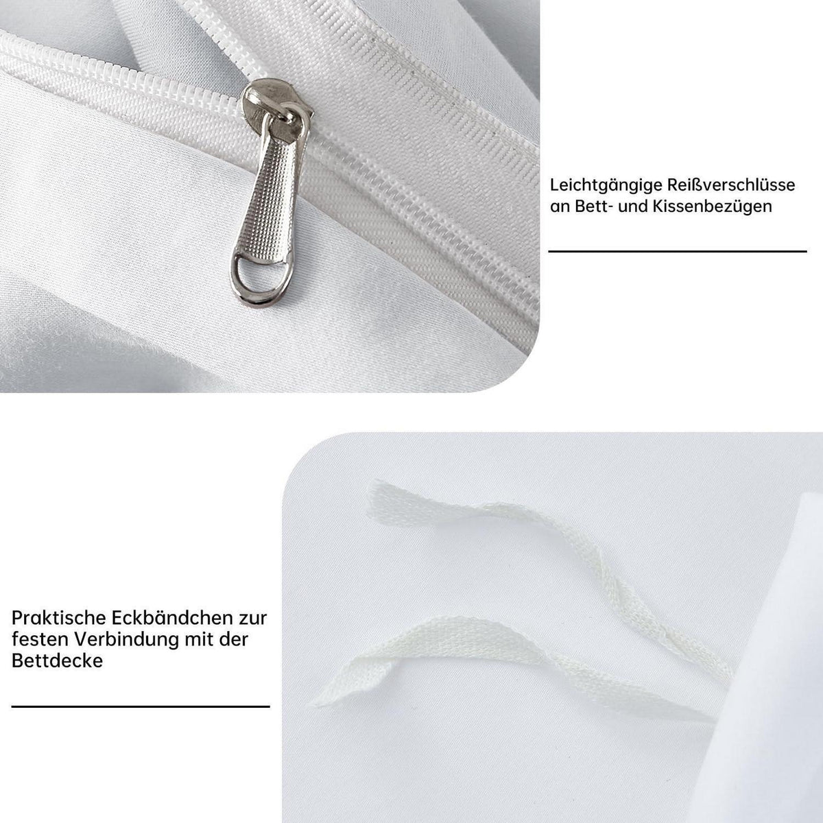 Mako Satin Bettwäsche Set 200x200 cm Weiß Baumwolle