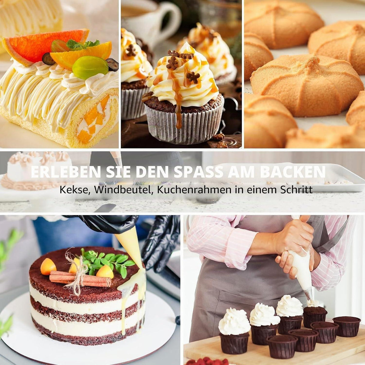 Spritzbeutel Set Edelstahl | 9 Düsen für Kuchen & Desserts