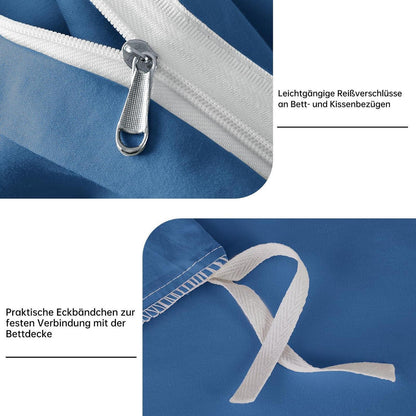 Satin Bettwäsche Set 200x200 cm Blau Mako Baumwolle