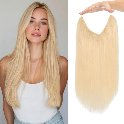 Echthaar Extension Platinblond 40cm – Unsichtbare Drahtverlängerung