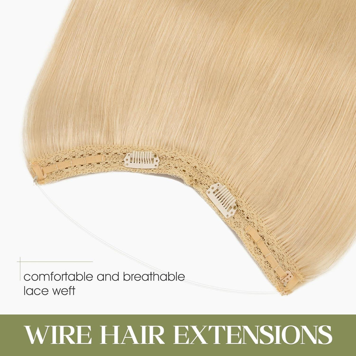 Echthaar Extension Platinblond 40cm – Unsichtbare Drahtverlängerung
