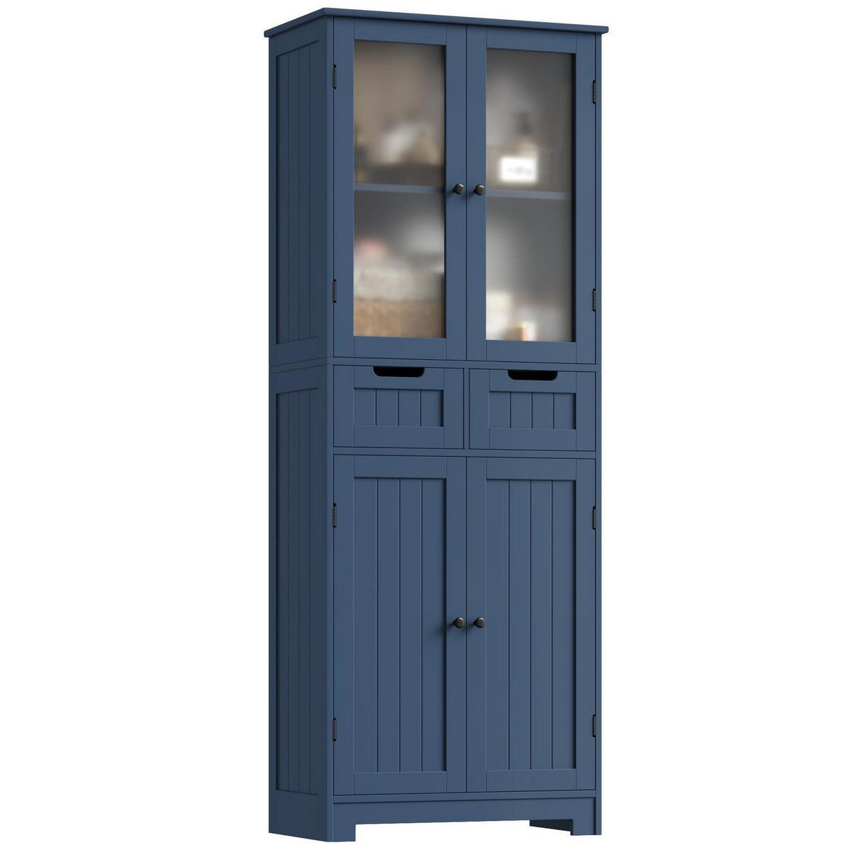Hochschrank Badezimmerschrank mit Schubladen & Ablageflächen Blau