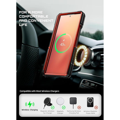 Hülle mit Ständer für Samsung Galaxy Z Fold 7, MagSafe, Displayschutz, Rot