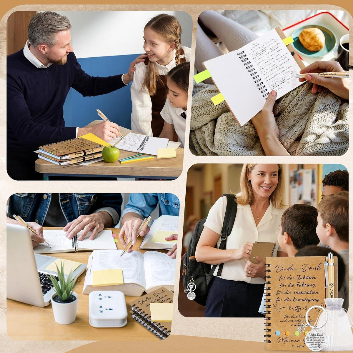 Abschiedsgeschenk Danke Notizbuch Set für Lehrer & Erzieherin