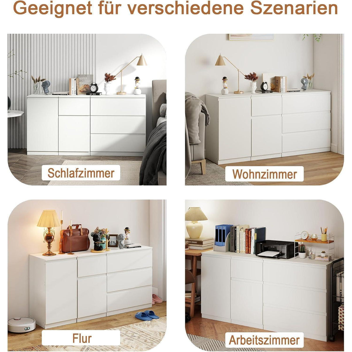 3er Set Kommoden Weiß – Schlafzimmer, Büro & Wohnen
