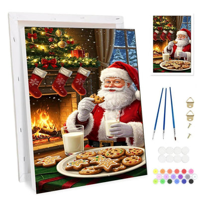 Weihnachtsmann Malen nach Zahlen mit Rahmen – DIY Leinwand Set