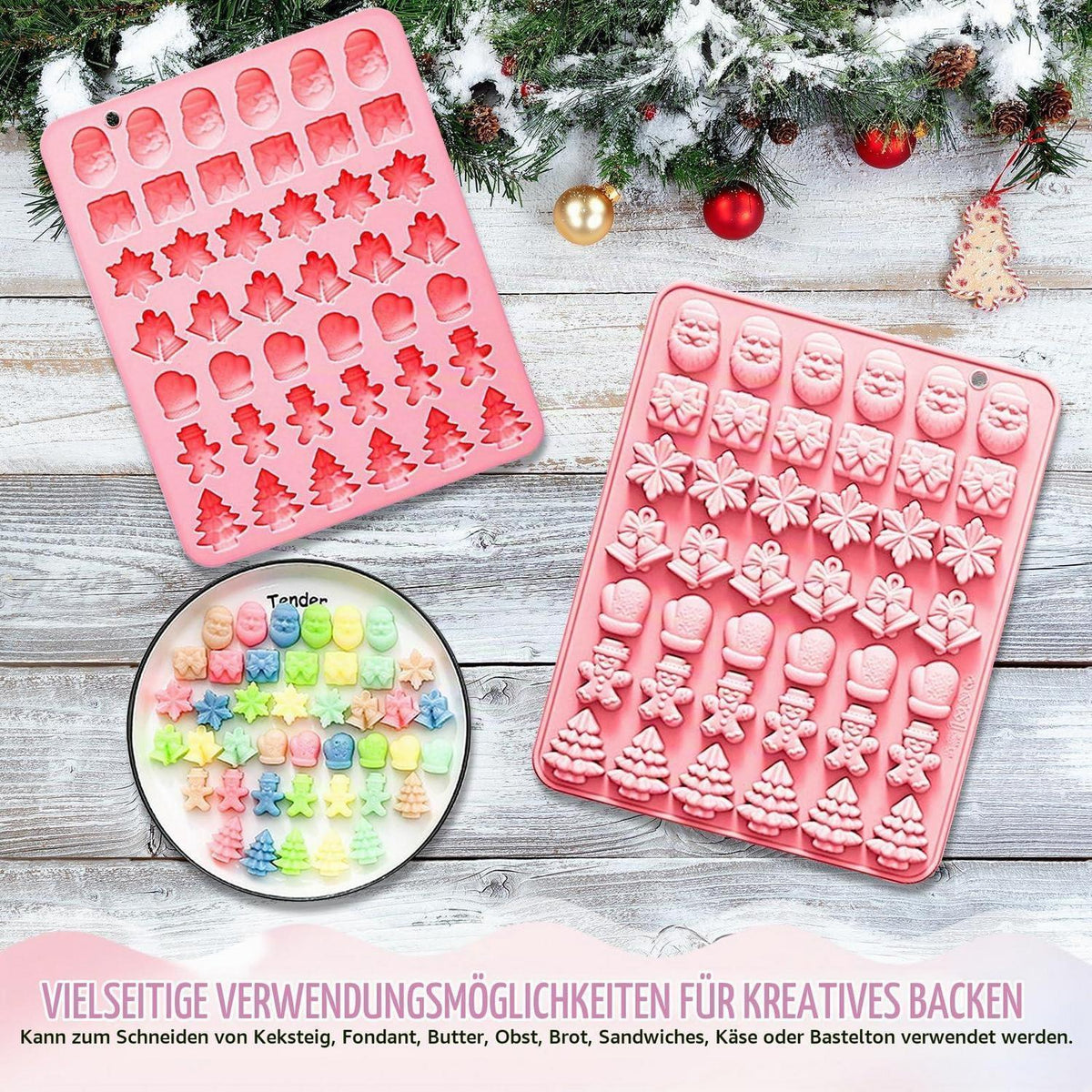 2x Silikonform Weihnachten: Lebkuchenmann, Baum & mehr