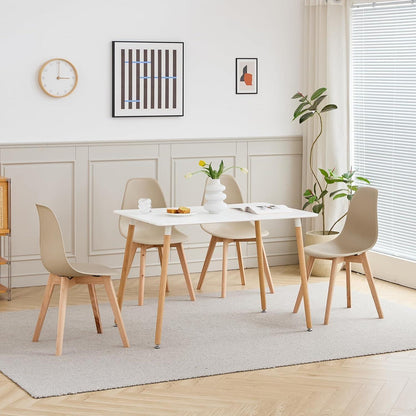 8 Esszimmerstühle mit Buchenholzbeinen – Khaki
