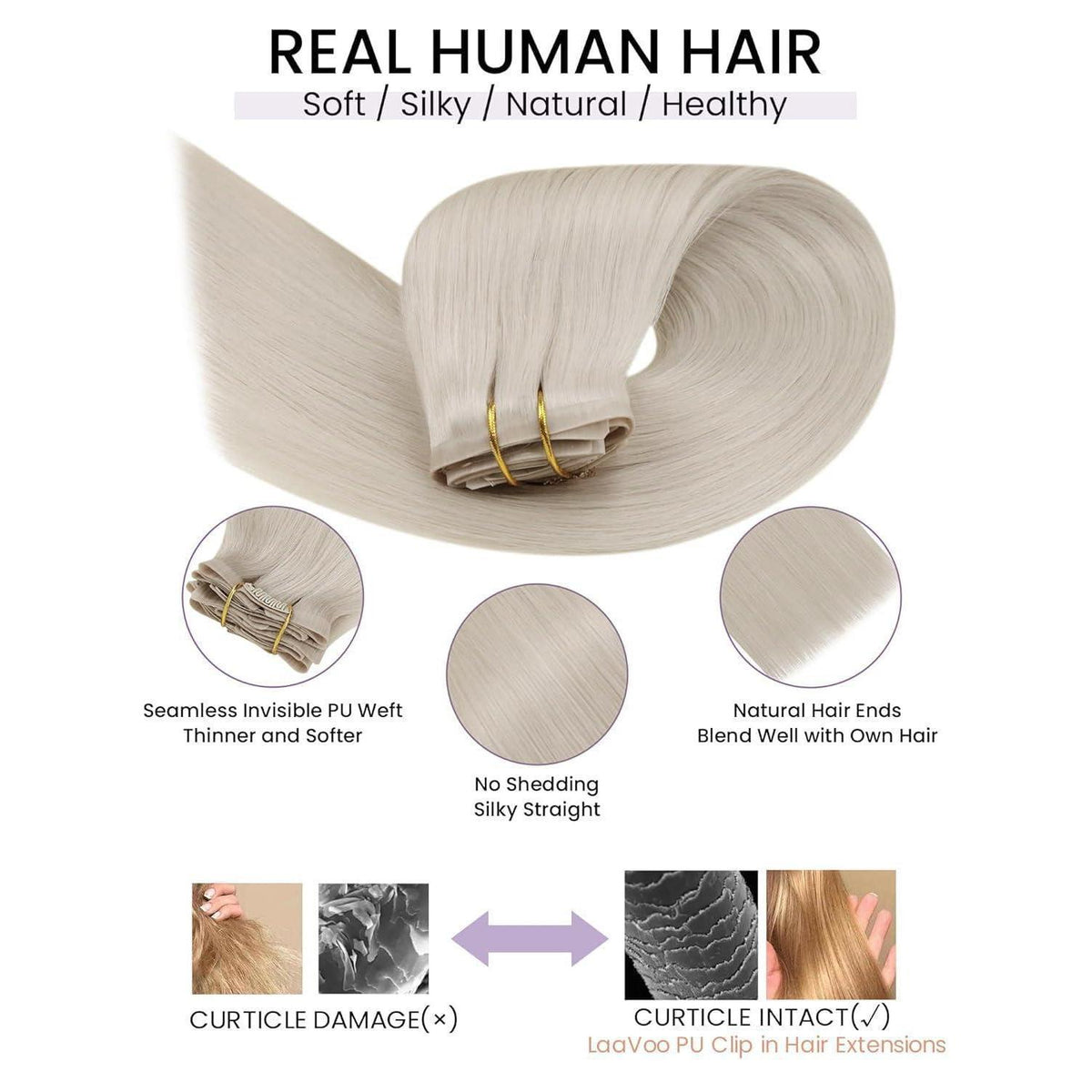 Echthaar Clip-in Extensions Blond #60 – 40cm, 100g