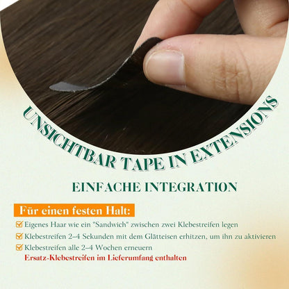 Echthaar Tape Extensions Braun 50cm – Natürliche Verlängerung
