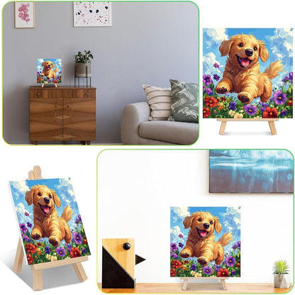 Malen nach Zahlen Kinder mit Rahmen – Hund Motiv 20x20 cm