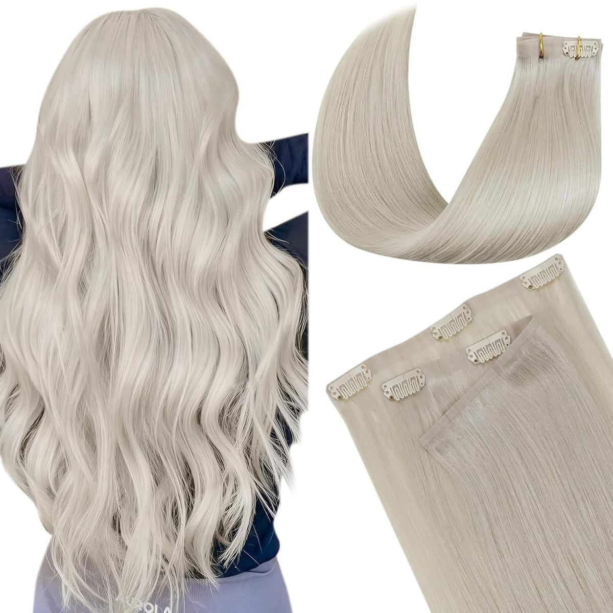 Echthaar Clip-in Extensions Blond 55cm – Salon Qualität