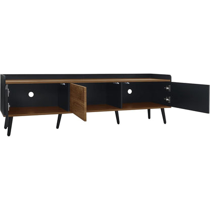 TV Lowboard Schwarz/Holz mit 3 Türen – 160x39x49,5cm