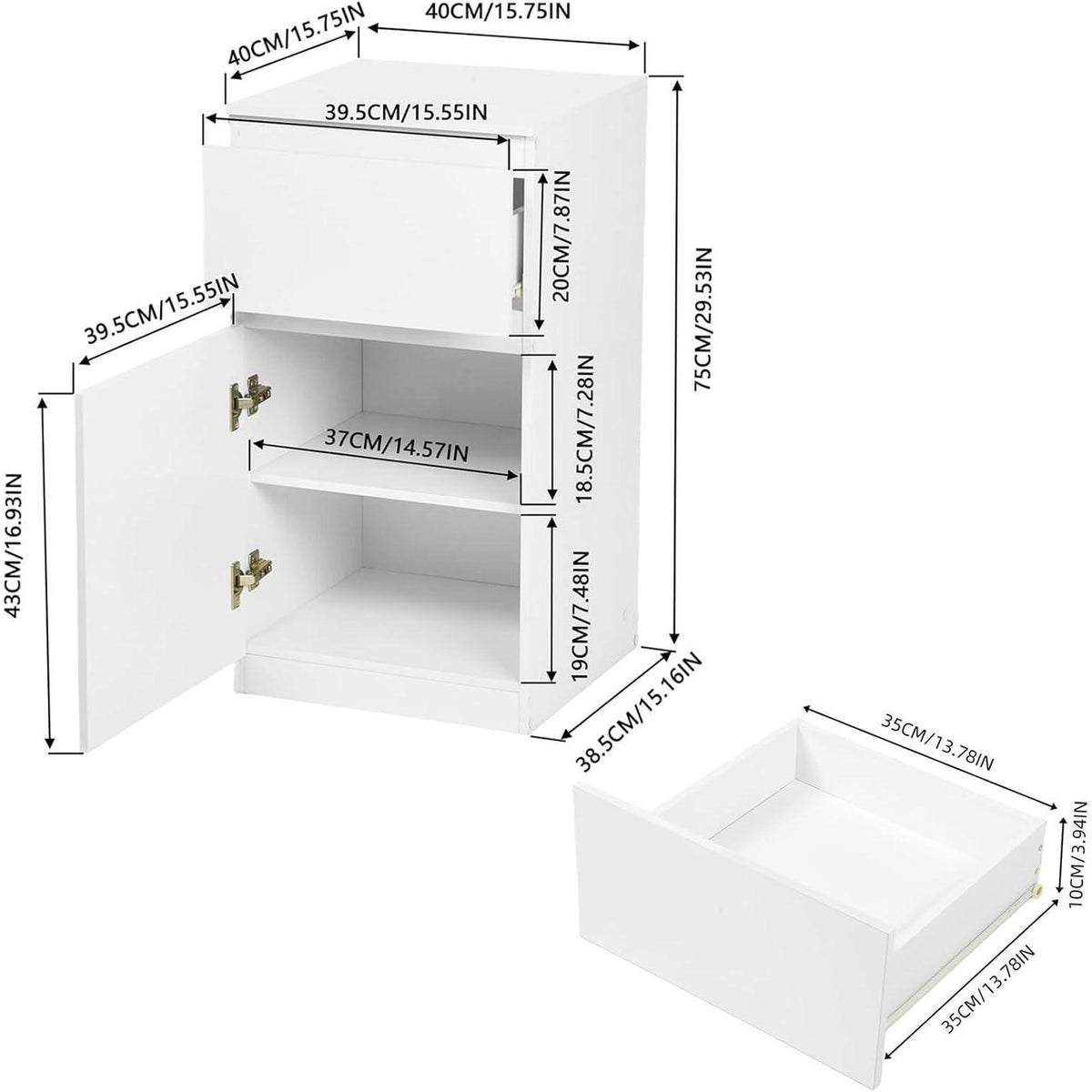 2er-Set Kommoden Weiß mit Schublade & Tür – Schlafzimmer Möbel