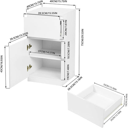 2er-Set Kommoden Weiß mit Schublade & Tür – Schlafzimmer Möbel