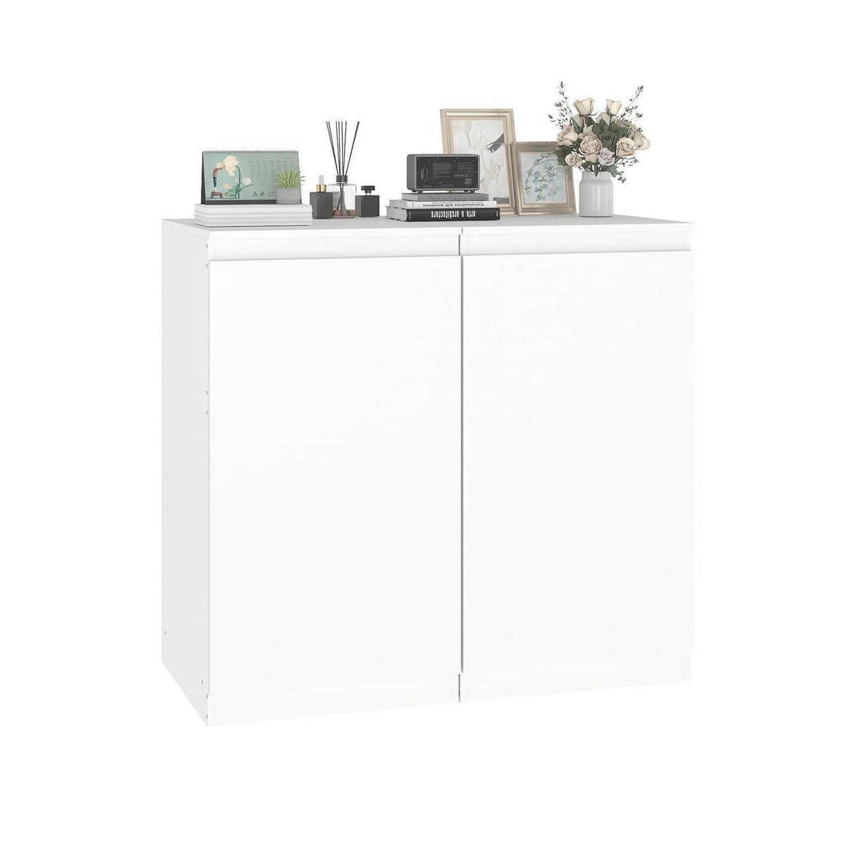 Weiße Kommode 2er-Set mit Tür & verstellbaren Regalen (40x40x75cm)