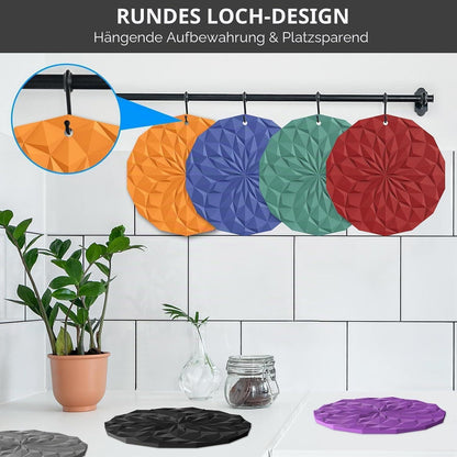 Silikon Untersetzer 4er Set - Hitzebeständig & Rutschfest