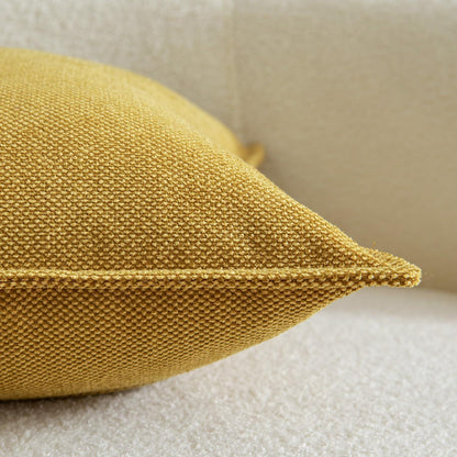 2x Chenille Kissenbezug Senfgelb 30x50 cm - Weiche Boho Deko