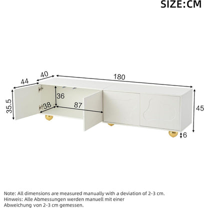TV Lowboard weiß mit Wolken Design & Stauraum (180x40x45cm)