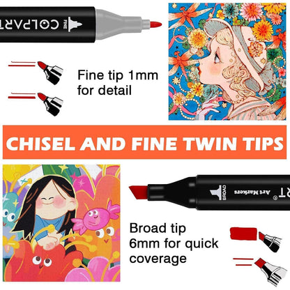 120 Farben Alkohol Marker Set mit Fineliner & Gelstift