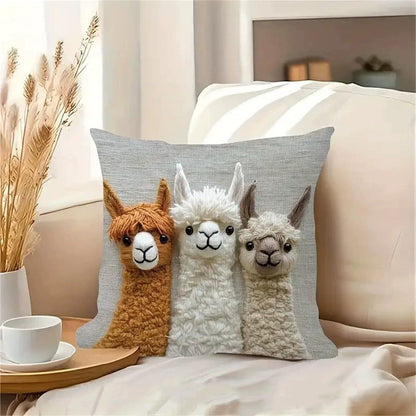 2x Kissenbezug Alpaka 45x45 cm - Niedliches Tierdesign