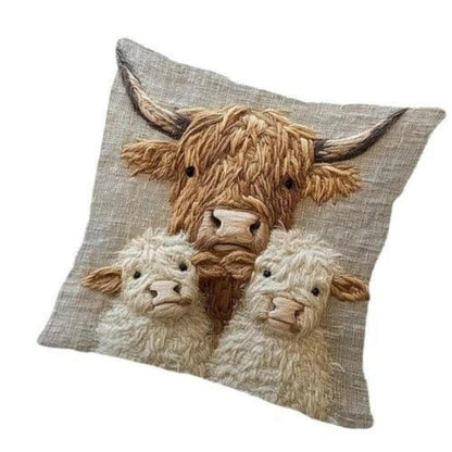 2x Kissenbezug Alpaka/Kuh 45x45cm - Weiche Tier-Deko