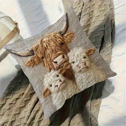 2x Kissenbezug Alpaka/Kuh 45x45cm - Weiche Tier-Deko