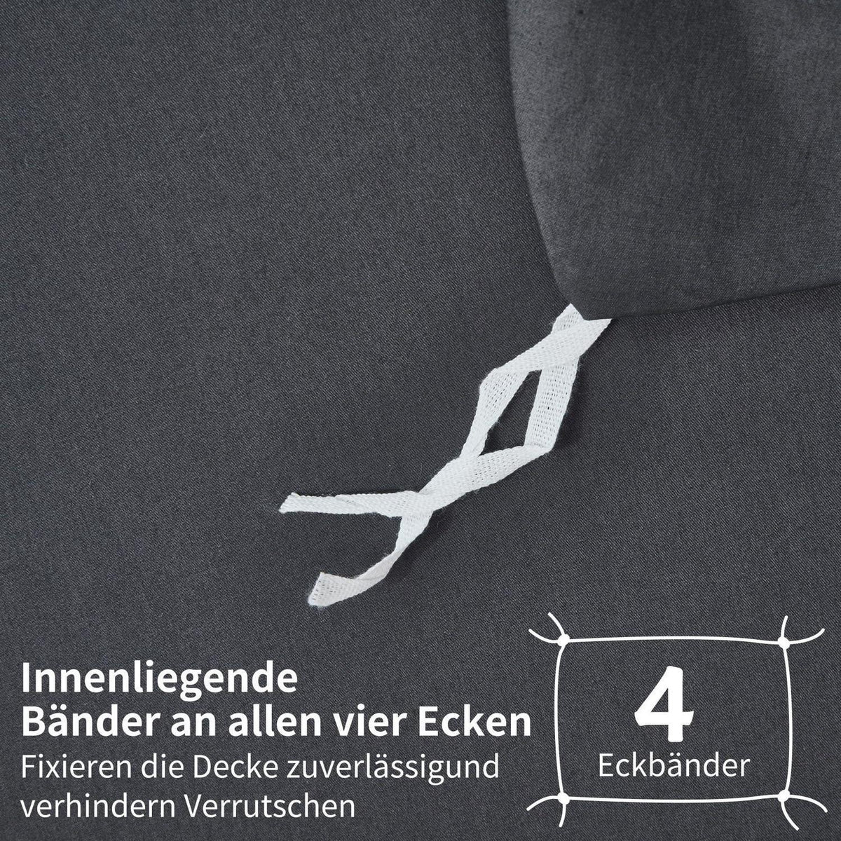 4teilige Bettwäsche 135x200 Baumwolle Grau – Weich & Atmungsaktiv