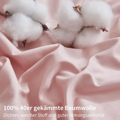 Rosa Bettwäsche-Set 220x240 cm - 100% Baumwolle