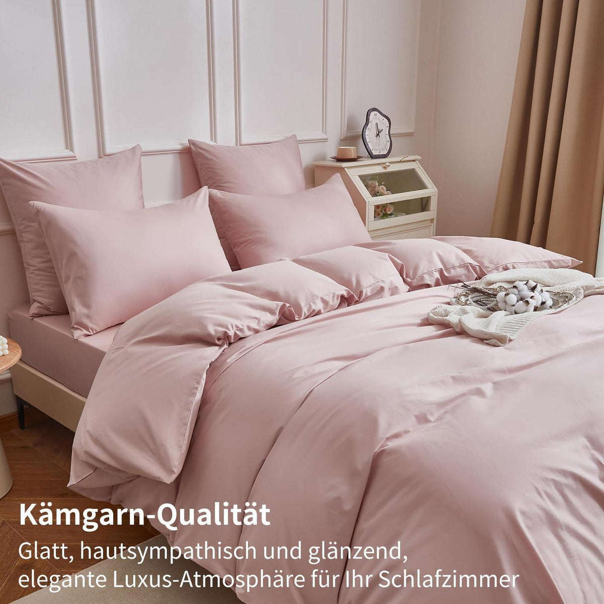 Rosa Bettwäsche-Set 220x240 cm - 100% Baumwolle