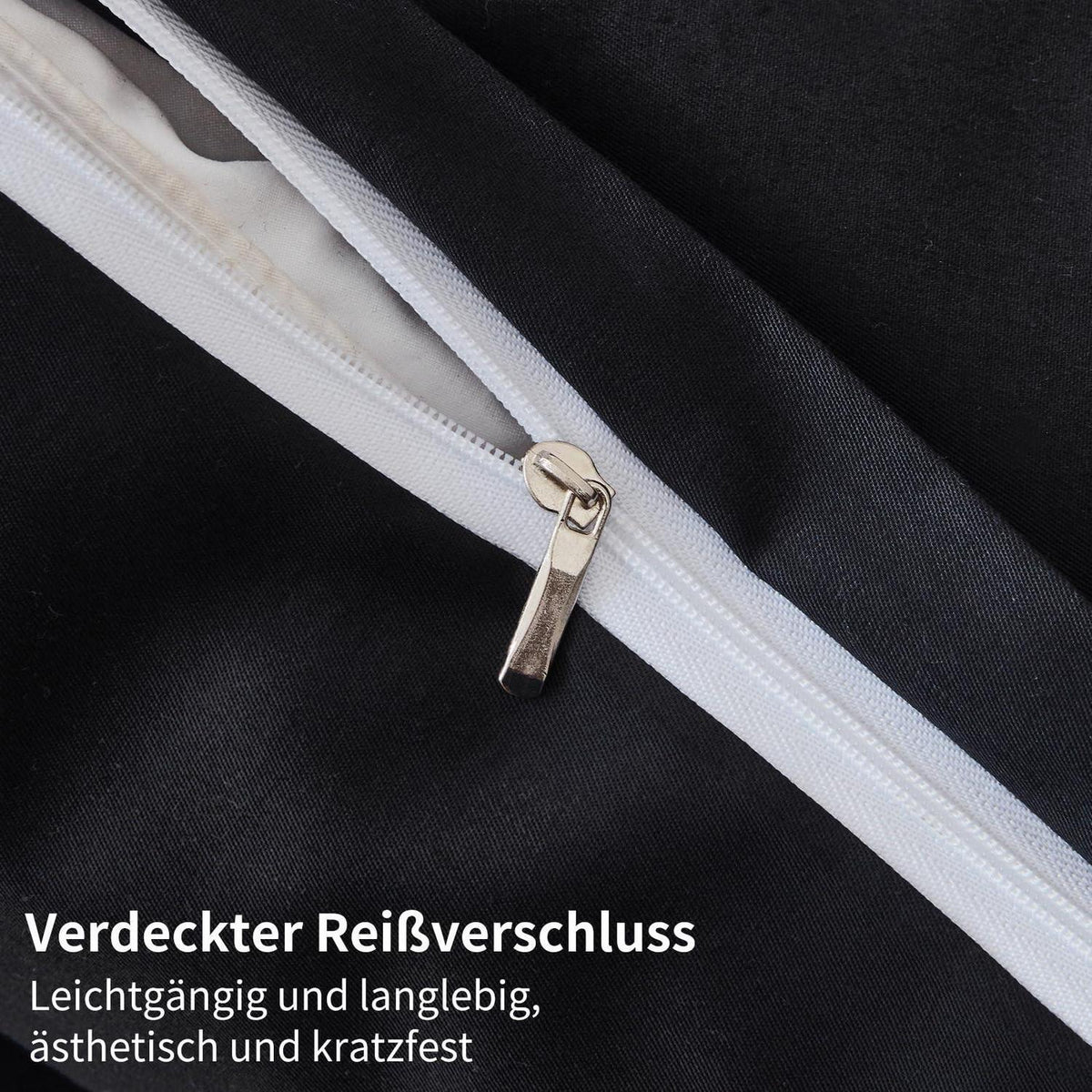 Baumwoll Bettwäsche Set 220x240 Schwarz – 3-teilig, Kühlend & Weich