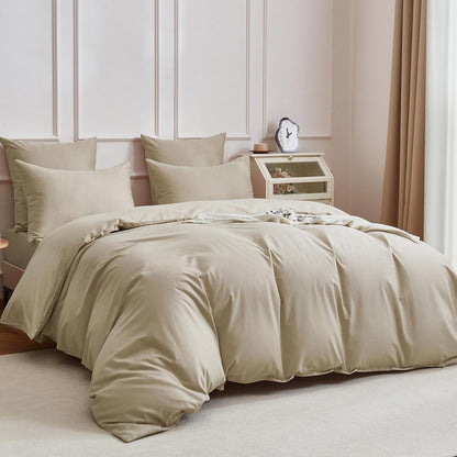 4teilige Bettwäsche 135x200 Khaki – 100% Baumwolle
