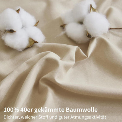 4teilige Bettwäsche 135x200 Khaki – 100% Baumwolle