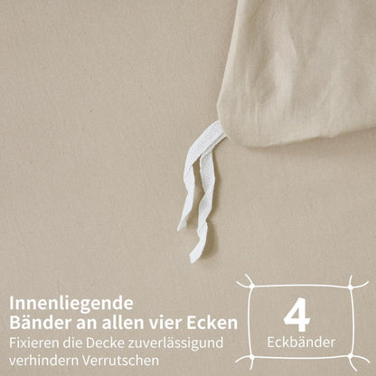 4teilige Bettwäsche 135x200 Khaki – 100% Baumwolle