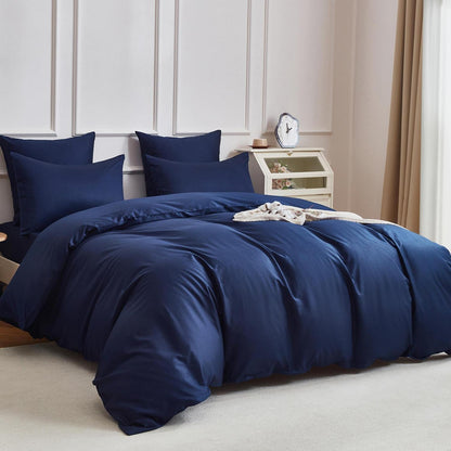 Dunkelblaue Bettwäsche 135x200 - 4-teilig, 100% Baumwolle
