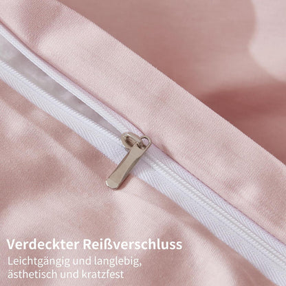 Rosa Baumwoll Bettwäsche 135x200 - 4-teilig, Kühlend & Weich